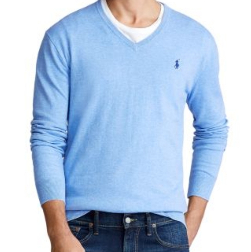 Polo | Men's Ralph Lauren Sky Blue V-Neck Sweater